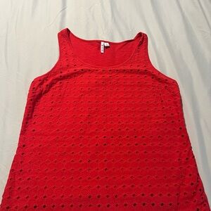 100% Cotton Coral Sleeveless Eyelet Top